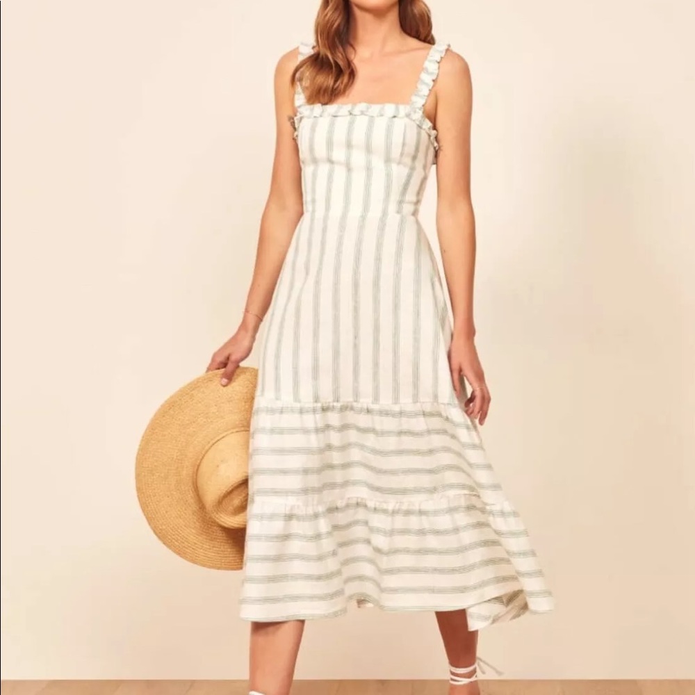 Reformation Hyla Midi Dress Gateau Stripe Linen 4